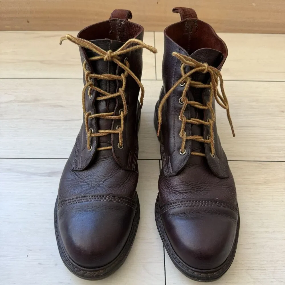 Men’s Allen Edmonds Normandy Cap Toe 10 D Boots Brown Leather Steampunk Handmade